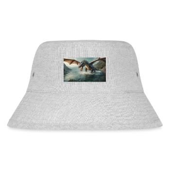 A realistic bad dark dragon is hunting fish river - Stanley/Stella Recycled Bucket Hat - heather grey - Front
