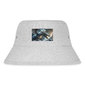 Ein realistischer böser dunkler Drache klettert auf einen nebligen - Stanley/Stella recycelter Bucket Hat - Grau meliert - Vorne