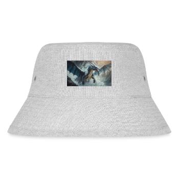 Ein realistischer böser dunkler Drache klettert auf einen Berg - Stanley/Stella recycelter Bucket Hat - Grau meliert - Vorne