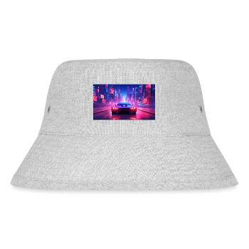 Ein futuristisches neon Auto auf der Autobahn - Stanley/Stella recycelter Bucket Hat - Grau meliert - Vorne