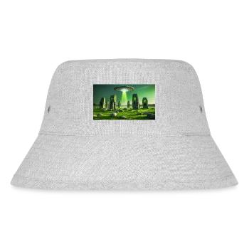 gruselige mythische Orte – UFO fliegt Stonehenge - Stanley/Stella recycelter Bucket Hat - Grau meliert - Vorne