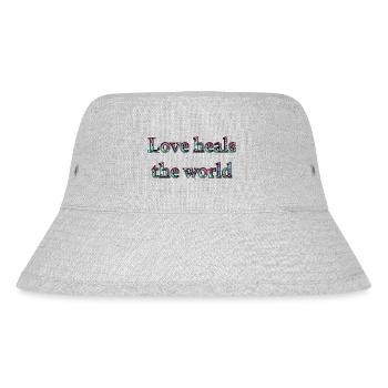 Love heals the world - Space nebula look - Stanley/Stella recycelter Bucket Hat - Grau meliert - Vorne