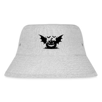 Fliegender Halloween Kürbis Laterne Fledermäusen - Stanley/Stella recycelter Bucket Hat - Grau meliert - Vorne