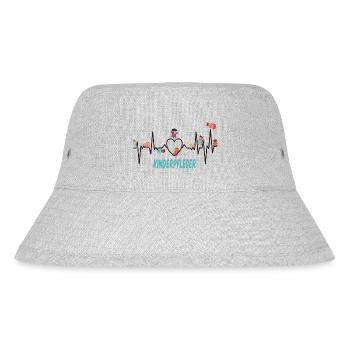 Kinderpfleger mit Herz Herzlinie Kinderpflegerin - Stanley/Stella recycelter Bucket Hat - Grau meliert - Vorne