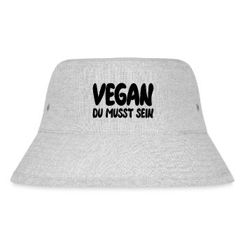 Vegan Du musst sein - Stanley/Stella recycelter Bucket Hat - Grau meliert - Vorne