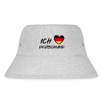 Ich liebe Deutschland Herz Flagge - Stanley/Stella recycelter Bucket Hat - Grau meliert - Vorne