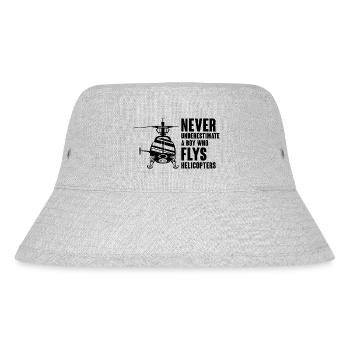 Unterschätzen Sie niemals einen Jungen, der Hubschrauber fliegt Pil - Stanley/Stella recycelter Bucket Hat - Grau meliert - Vorne