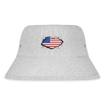 American Flag - Stanley/Stella Recycled Bucket Hat - heather grey - Front