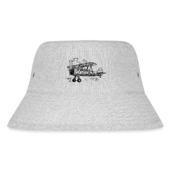 Fliegende Doppeldecker Vintage Kiste Illustration - Stanley/Stella recycelter Bucket Hat - Grau meliert - Vorne