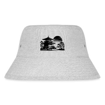 Sunrise Japanese Landscape Tree Temple - Stanley/Stella Recycled Bucket Hat - heather grey - Front