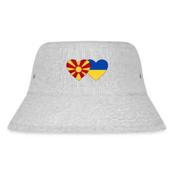 Macédoine Ukraine Drapeau Coeur - Bob recyclé Stanley/Stella - gris chiné - Devant