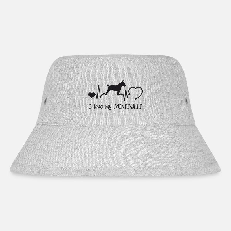 Miniatur Bullterrier mit Herzschlag - Stanley/Stella recycelter Bucket Hat - Grau meliert