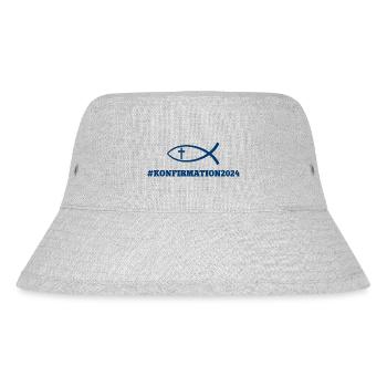 Konfirmation 2024 Fisch Symbol Kirche Glaube Gott - Stanley/Stella recycelter Bucket Hat - Grau meliert - Vorne