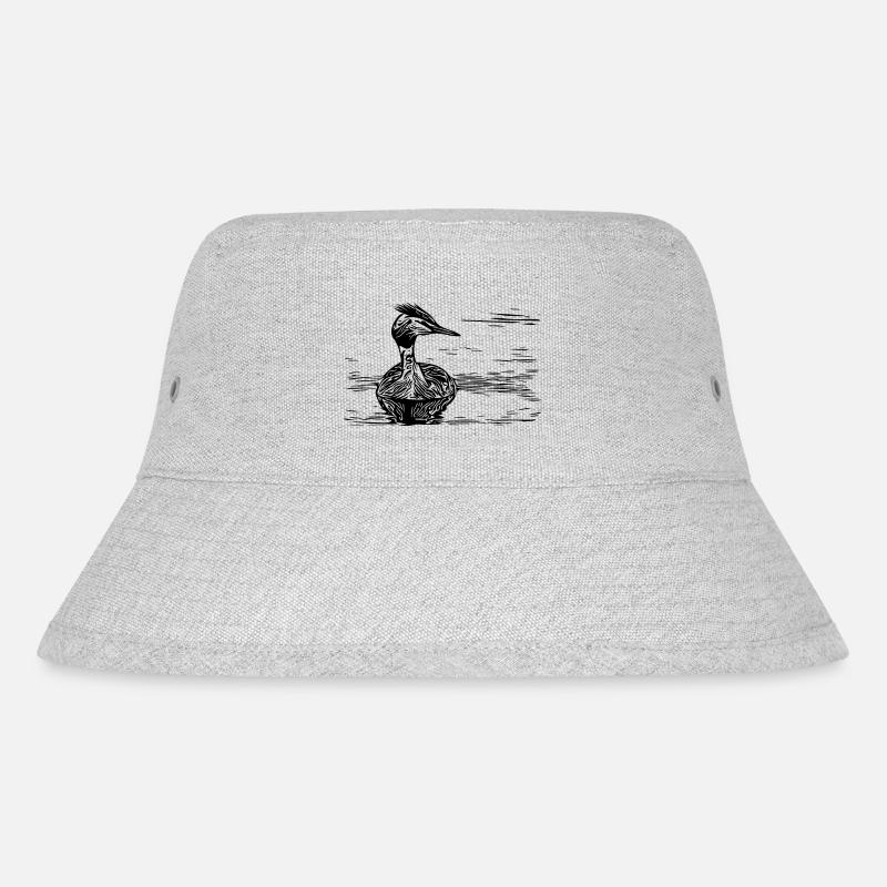 Grèbe à crête vintage flottant sur la rivière - Bob recyclé Stanley/Stella - gris chiné