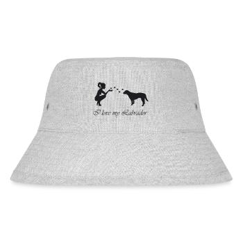 Labrador mit Frau - Stanley/Stella recycelter Bucket Hat - Grau meliert - Vorne