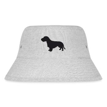 Rauhaardackel Silhouette - Stanley/Stella recycelter Bucket Hat - Grau meliert - Vorne