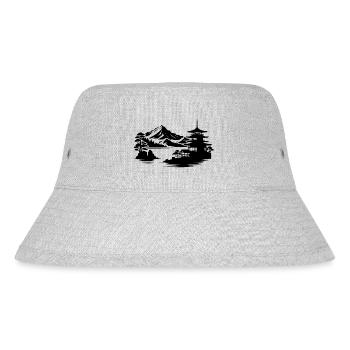 Japanese Temple Asian Landscape Design - Stanley/Stella Recycled Bucket Hat - heather grey - Front