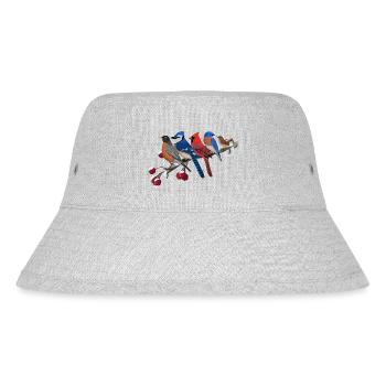 Gartenvögel auf einem Ast Vogelbeobachter - Stanley/Stella recycelter Bucket Hat - Grau meliert - Vorne