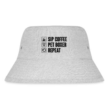 Sip Coffee Pet Boxer Repeat Caffeine Lover Dog - Stanley/Stella Recycled Bucket Hat - heather grey - Front