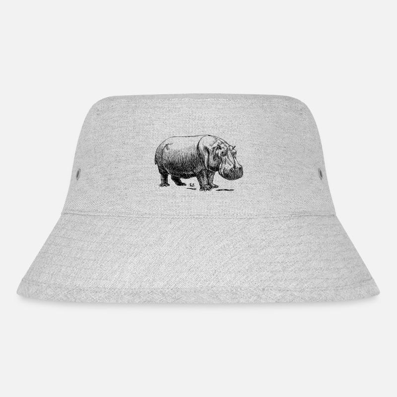 Hippopotamus - Stanley/Stella Recycled Bucket Hat - heather grey
