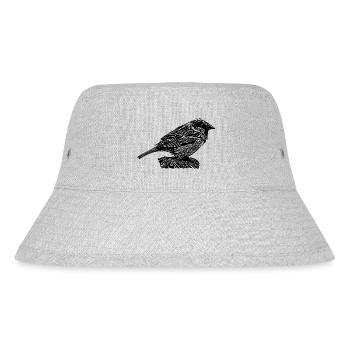 Small cute house sparrow on a branch - Stanley/Stella Recycled Bucket Hat - heather grey - Front