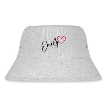 Emily Surname First Name Heart pink - Stanley/Stella Recycled Bucket Hat - heather grey - Front