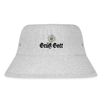 Grüß Gott - Alpen Edelweiß aus Bayern - Stanley/Stella recycelter Bucket Hat - Grau meliert - Vorne