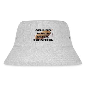 Geh und Strick dir ein Schnitzel - Stanley/Stella recycelter Bucket Hat - Grau meliert - Vorne