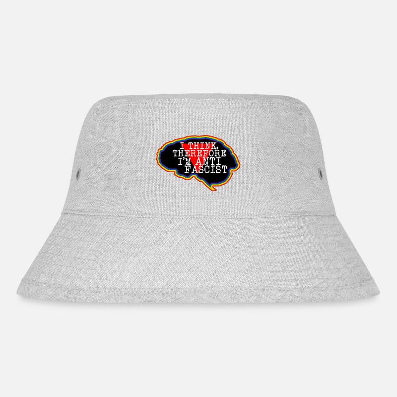 Brain. I think, therefore I'm an Anti-Fascist - Stanley/Stella Recycled Bucket Hat - heather grey