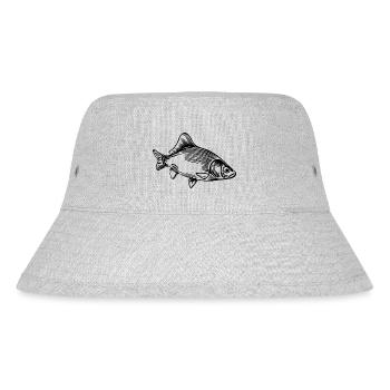 Vintage Karpfen - grimmiger Karpfenfisch - Stanley/Stella recycelter Bucket Hat - Grau meliert - Vorne