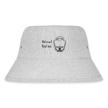 Helm auf Kopf aus Black - Stanley/Stella recycelter Bucket Hat - Grau meliert - Vorne