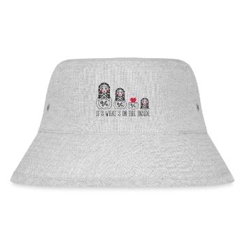 Russische Matrjoschka Puppe Spruch Herz Liebe - Stanley/Stella recycelter Bucket Hat - Grau meliert - Vorne