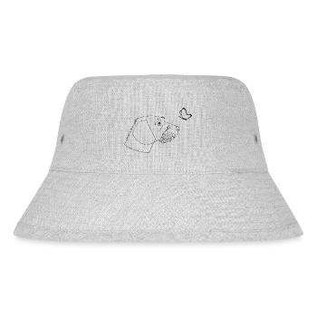 Rauhaardackel mit Schmetterling - Stanley/Stella recycelter Bucket Hat - Grau meliert - Vorne