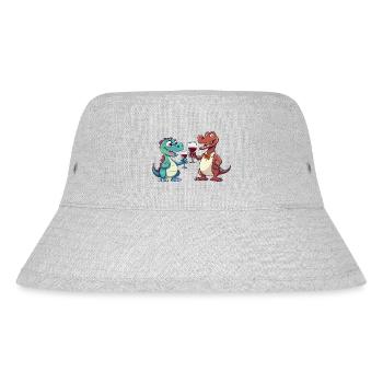 Dino Wine Vino Dinos Dinosaur T-Rex Red Wine - Stanley/Stella Recycled Bucket Hat - heather grey - Front