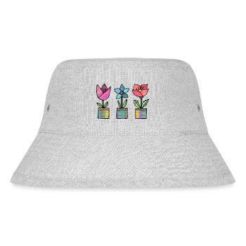 Blumen - Stanley/Stella recycelter Bucket Hat - Grau meliert - Vorne