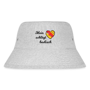 Mein Herz schlägt badisch - Stanley/Stella recycelter Bucket Hat - Grau meliert - Vorne