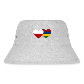 Poland Mauritius Flag Heart - Stanley/Stella Recycled Bucket Hat - heather grey - Front
