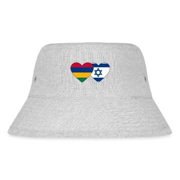 Mauritius Israel Flag Heart - Stanley/Stella Recycled Bucket Hat - heather grey - Front