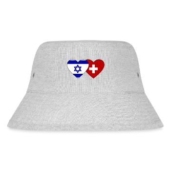 Israel Schweiz Herz Flagge - Stanley/Stella recycelter Bucket Hat - Grau meliert - Vorne