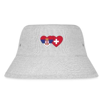 Serbia Switzerland Flag Heart - Stanley/Stella Recycled Bucket Hat - heather grey - Front