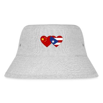 China Cuba Heart Flag - Stanley/Stella Recycled Bucket Hat - heather grey - Front