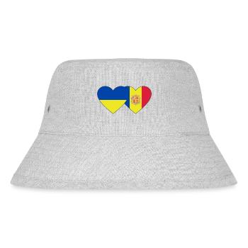 Ukraine Andorra Flag Heart - Stanley/Stella Recycled Bucket Hat - heather grey - Front