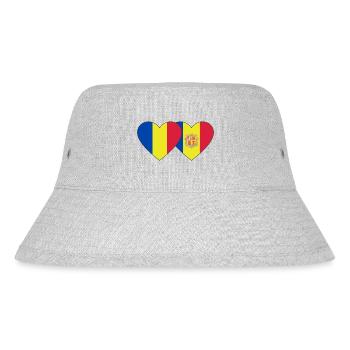 Romania Andorra Flag Heart - Stanley/Stella Recycled Bucket Hat - heather grey - Front
