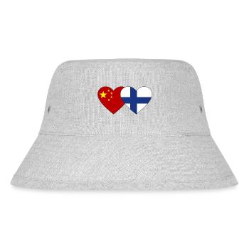 China Finland Heart Flag - Stanley/Stella Recycled Bucket Hat - heather grey - Front