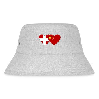 Denmark China Heart Flag - Stanley/Stella Recycled Bucket Hat - heather grey - Front