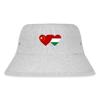 China Hungary Heart Flag - Stanley/Stella Recycled Bucket Hat - heather grey - Front