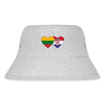 Lithuania Croatia Flag Heart - Stanley/Stella Recycled Bucket Hat - heather grey - Front