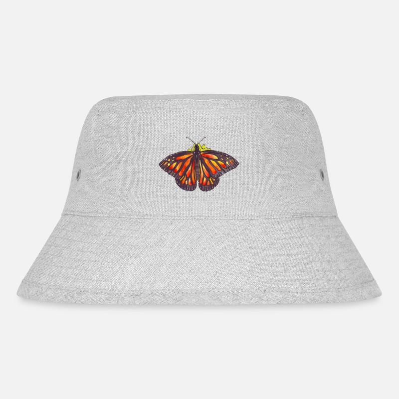 papillon monarque sur une fleur avec les ailes ouvertes - Bob recyclé Stanley/Stella - gris chiné