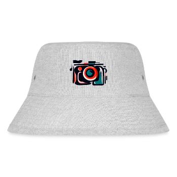 Flashback Frenzy: Retro-Kamera in buntem Abstrac - Stanley/Stella recycelter Bucket Hat - Grau meliert - Vorne