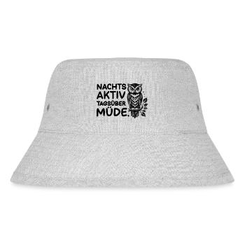Nachts aktiv Tags über Müde - Stanley/Stella recycelter Bucket Hat - Grau meliert - Vorne